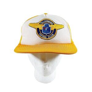 Tillsonburg Flying Club Vintage 70s  Trucker Hat Snapback Back Yellow Cap